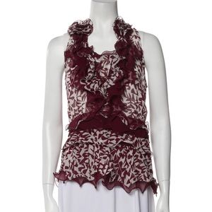 NWOT Oscar de la Renta Silk Ruffle Top